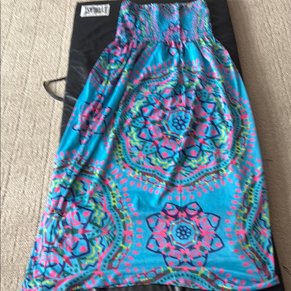 Strapless Bohemian Maxi Dress - Vibrant Blue